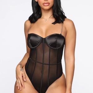 Black Corset sheer bodysuit